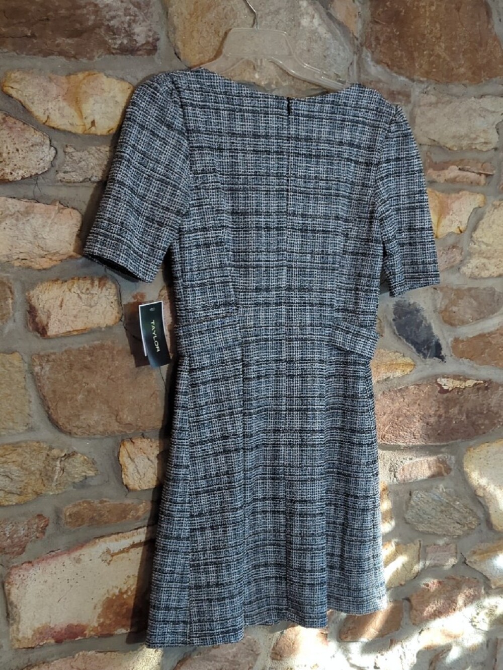 Taylor Blue and White Tweed Mini Dress - Picture 7 of 10